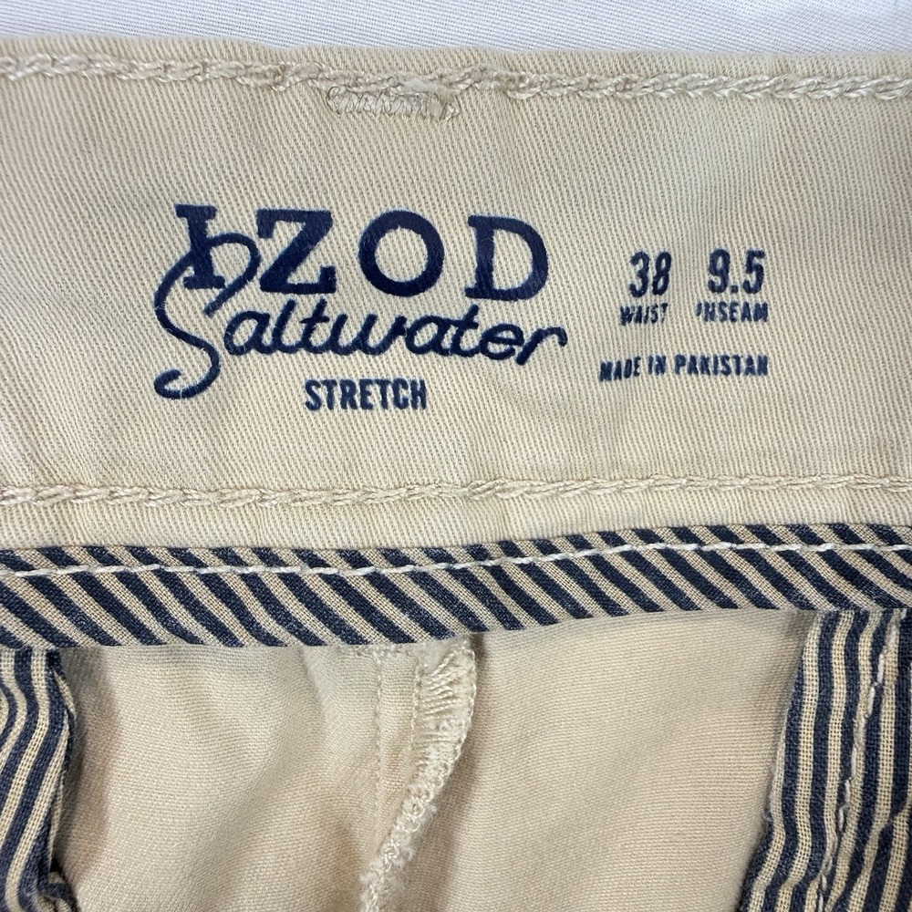 IZOD Saltwater Stretch Men's Khaki Chino Shorts 38 9" Inseam Beige Excellent - Picture 3 of 8